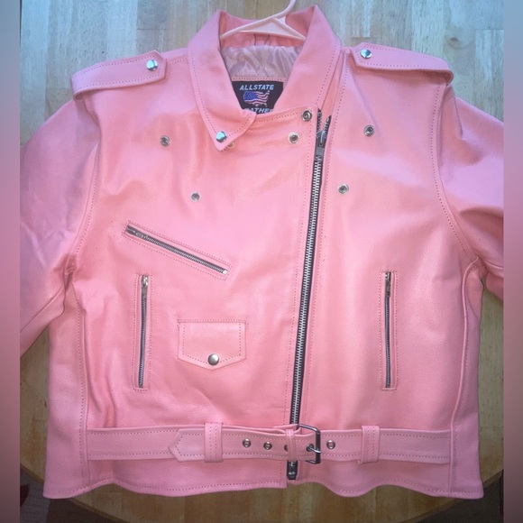 ALLSTATE LEATHER ladies 2x baby pink biker jacket - Picture 2 of 14